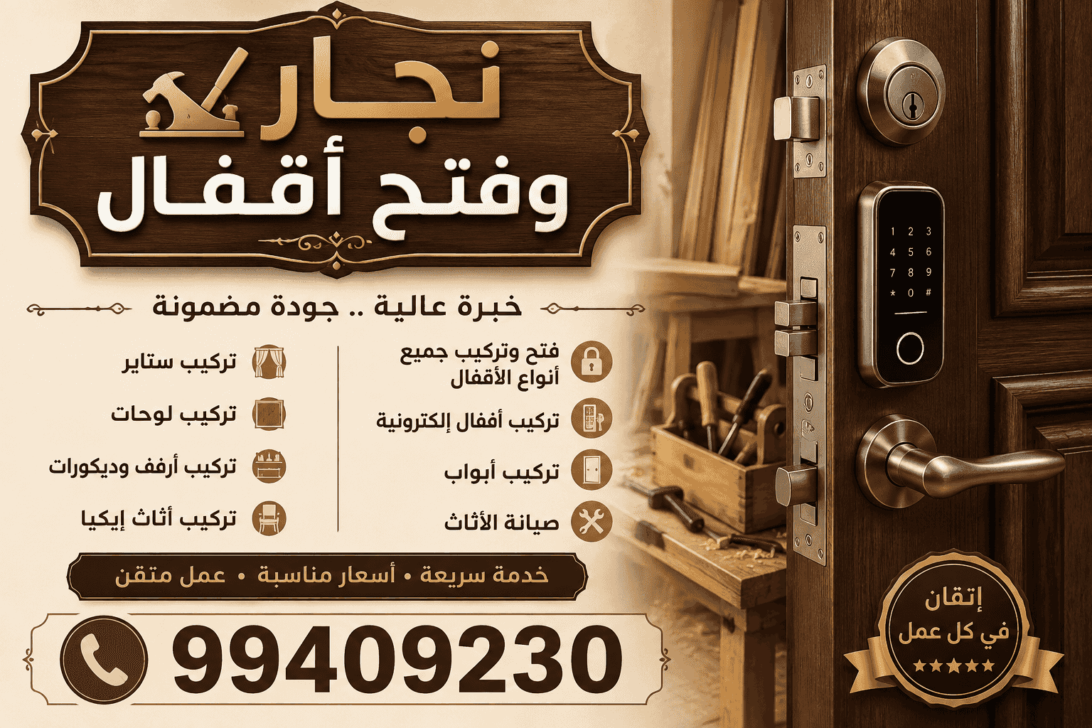 Carpenter and locksmith installation of electronic locks