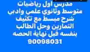 مدرس اول رياضيات خبره 20 سنه