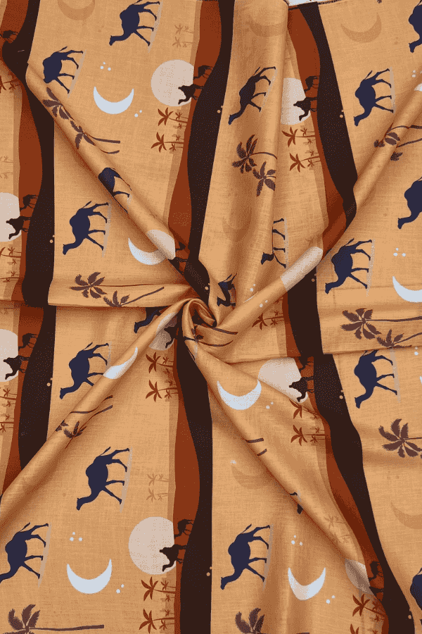 Printed Linen Dress Fabric For Women's