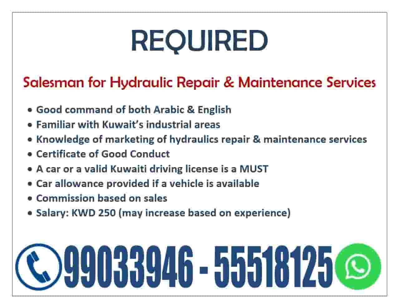 Salesman Hydraulic Services