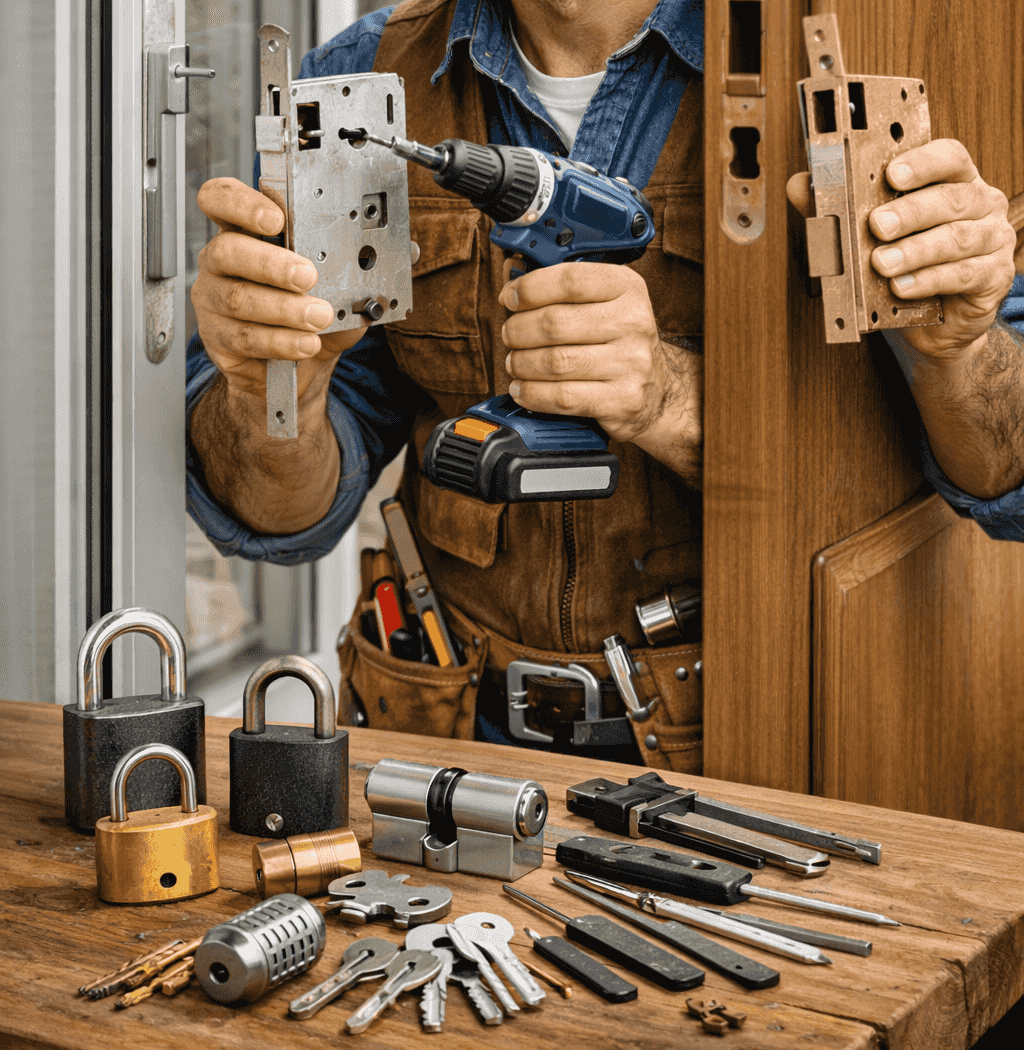 Locksmith and key technician, lock and key services