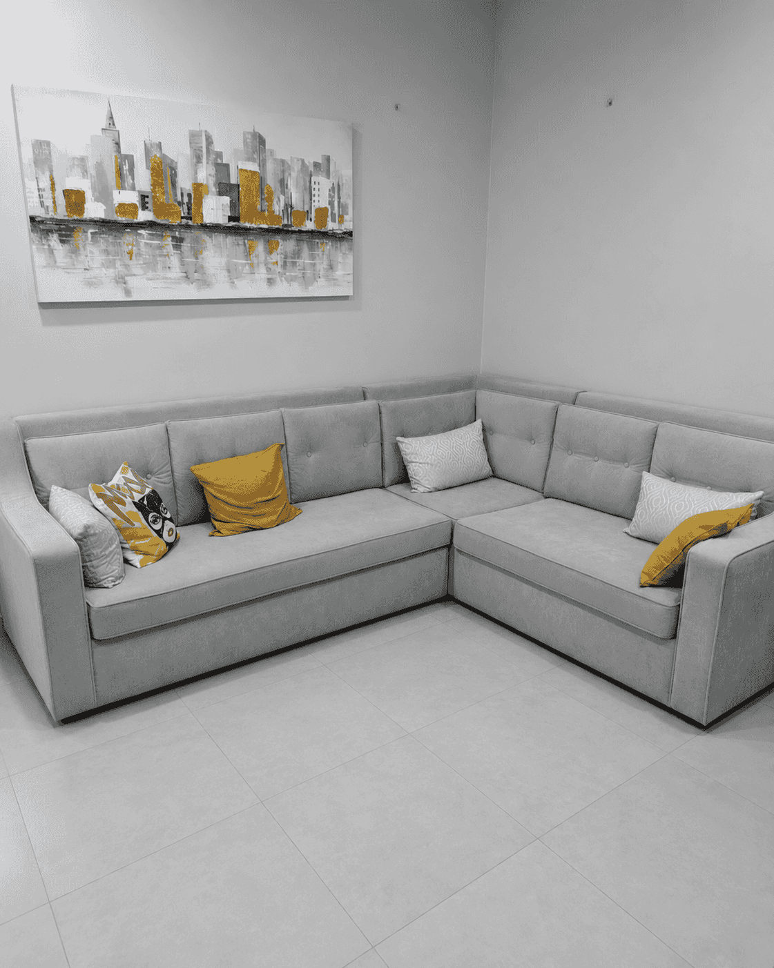 L-Shape duwaniya living room ser light grey