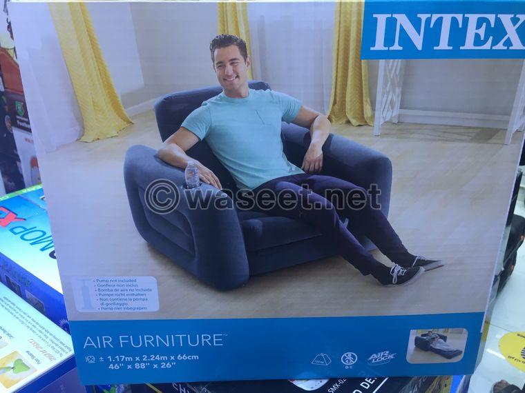 A chair with an inflatable bed for land, trips or home  0