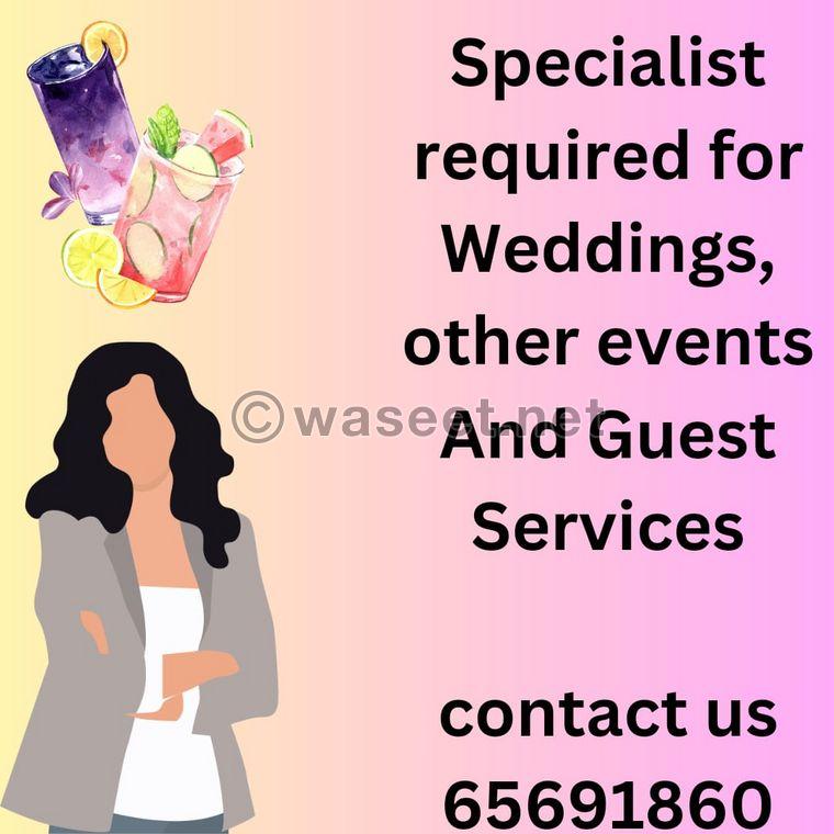 A specialist is required for the Department of Parties, Events and Hospitality 4