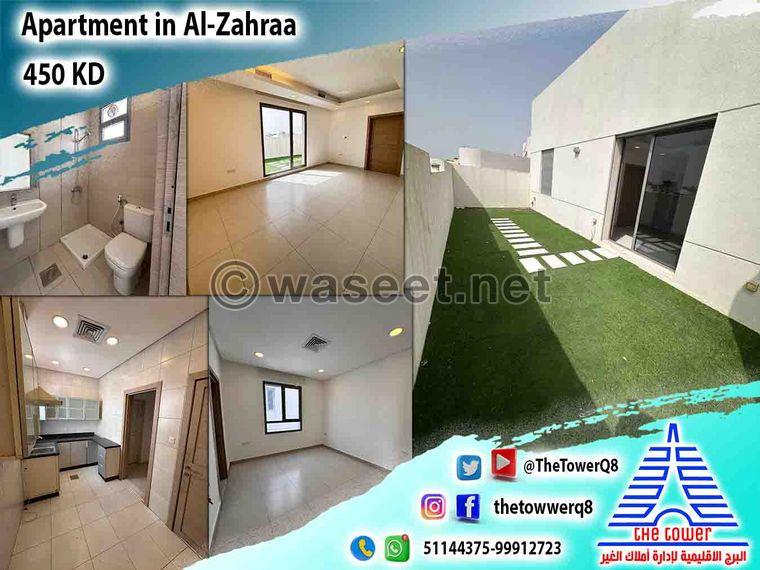 For rent in Zahraa, a roof apartment with a big balcony  0