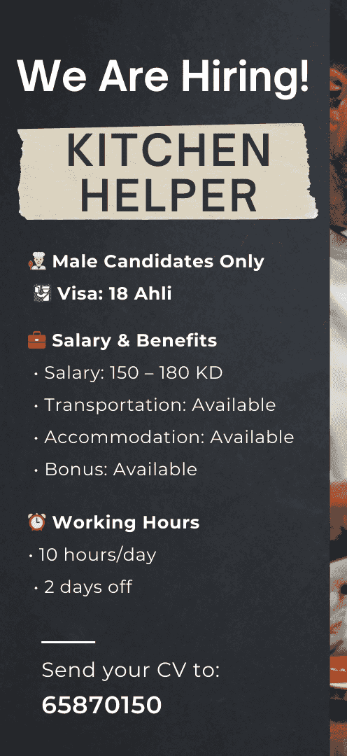 Employment: kitchen assistant Employment: kitchen assistant